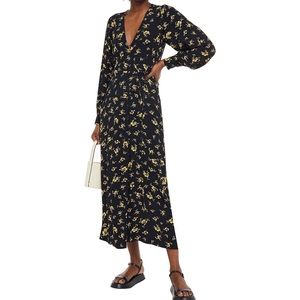 Ganni | floral-print crepe midi wrap dress size 2